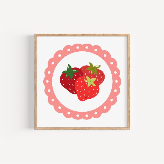 Impression d'art de fraise coquette dessinée à la