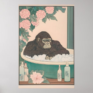 Impression d'art de gorille dans une baignoire Fun