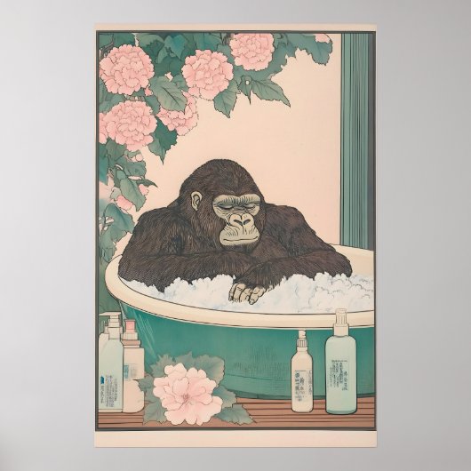 Impression d'art de gorille dans une baignoire Fun (Devant)