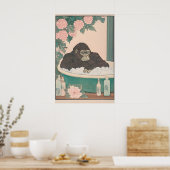 Impression d'art de gorille dans une baignoire Fun (Cuisine)