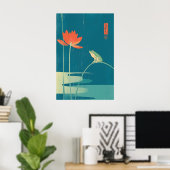Impression d'art de grenouille et de lotus minimal (Bureau à domicile)