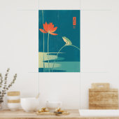 Impression d'art de grenouille et de lotus minimal (Cuisine)