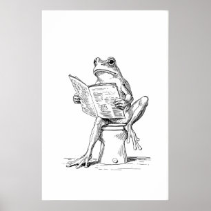 Impression d'art de grenouille lisant Salle de bai