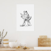 Impression d'art de grenouille lisant Salle de bai (Cuisine)