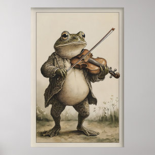 Impression d'art de grenouille vintage, grenouille