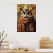 Impression d'art de hibou d'automne, Vêtements d'a (Cuisine)