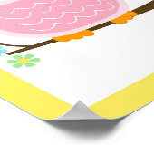 Impression d'art de hibou tendance jaune et rose (Coin)