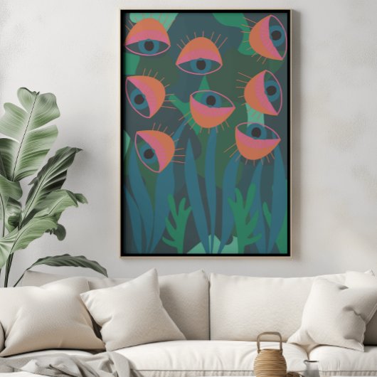 Impression d'art de jungle yeux plantes affiche tr