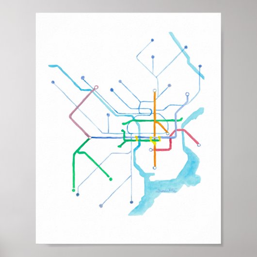 Impression d'art de la carte SEPTA de Philadelphie (Devant)