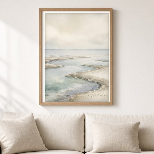 Impression d'art de la rive de la marée pâle