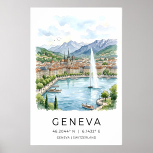 Impression d'art de la rive du lac de Genève, pays