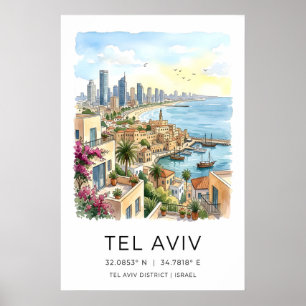Impression d'art de la skyline de Tel Aviv - Port,
