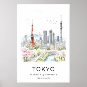 Impression d'art de la skyline de Tokyo, paysage u
