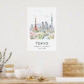 Impression d'art de la skyline de Tokyo, paysage u (Cuisine)