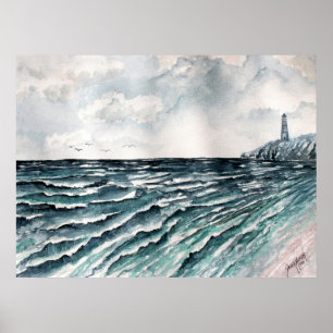 impression d'art de la toile du phare maritime