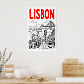 Impression d'art de la ville de Lisbonne - Minimal (Cuisine)