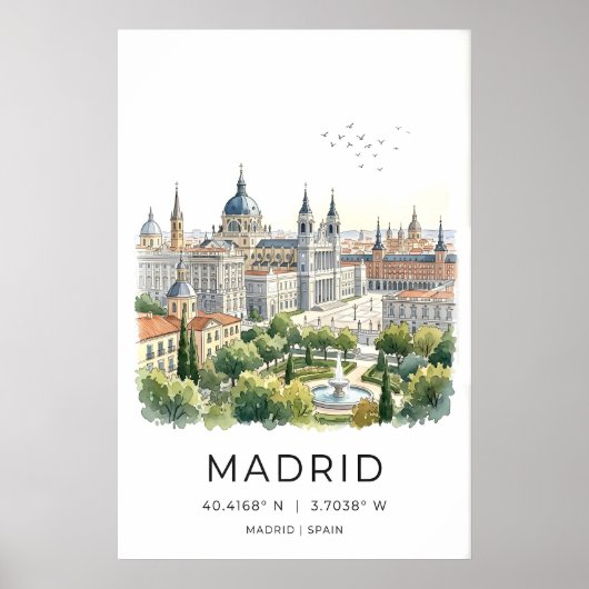 Impression d'art de la ville de Madrid Skyline, Fo (Devant)