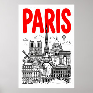 Impression d'art de la ville de Paris en typograph