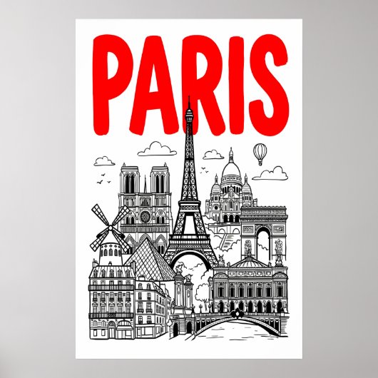 Impression d'art de la ville de Paris en typograph (Devant)