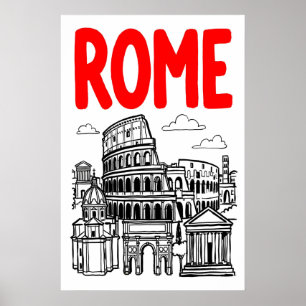 Impression d'art de la ville de Rome avec typograp
