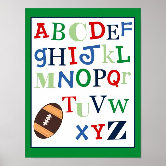 Impression d'art de l'alphabet ABC thème football (Devant)
