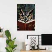 Impression d'art de lecture de hibou curieux - Amo (Bureau à domicile)