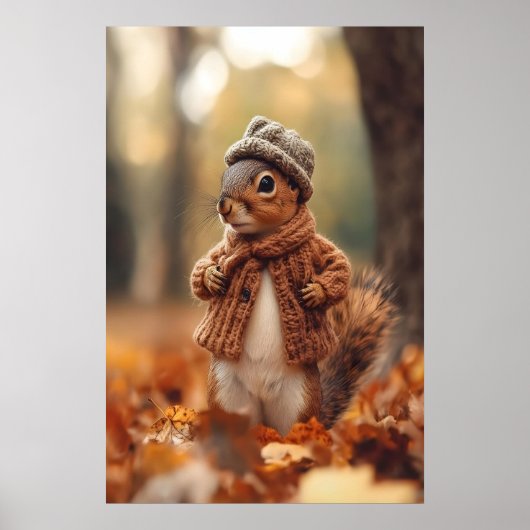 Impression d'art de l'écureuil cosy d'automne, boi (Devant)