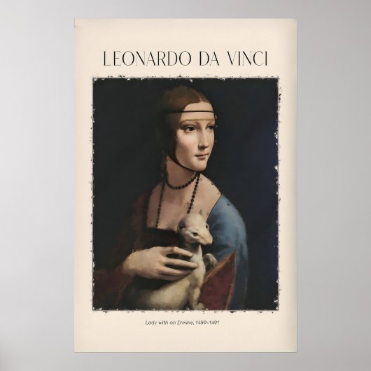 Impression d'art de Léonard de Vinci - Dame avec u (Devant)