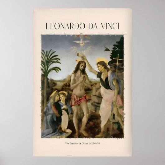Impression d'art de Léonard de Vinci Le Baptême de (Devant)