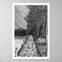 Impression d'art de ligne de promenade de lac pano