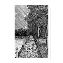 Impression d'art de ligne de promenade de lac pano