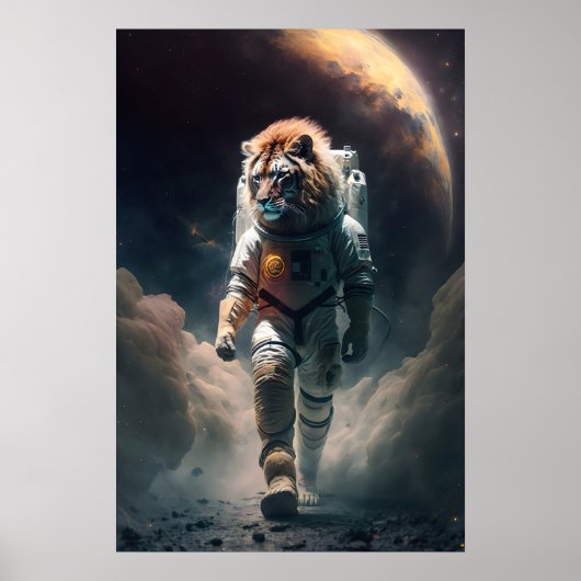 Impression d'art de lion astronaute Animal drôle e (Devant)