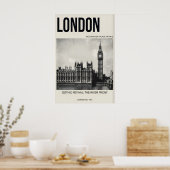 Impression d'art de Londres murale noir et blanc W (Cuisine)