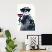 Impression d'art de loutre drôle buvant du vin Bar (Bureau à domicile)
