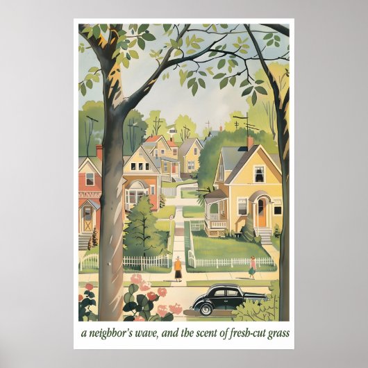 Impression d'art de maison banlieusarde rétro quar (Devant)