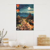 Impression d'art de marché nocturne thaïlandais ru (Cuisine)