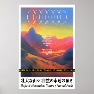 Impression d'art de montagnes japonaises surréalis