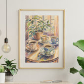 Impression d'art de nature morte de tasses de café