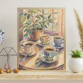Impression d'art de nature morte de tasses de café