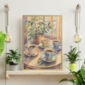 Impression d'art de nature morte de tasses de café