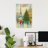 Impression d'art de Noël à Paris – Tour Eiffel Hiv (Bureau à domicile)