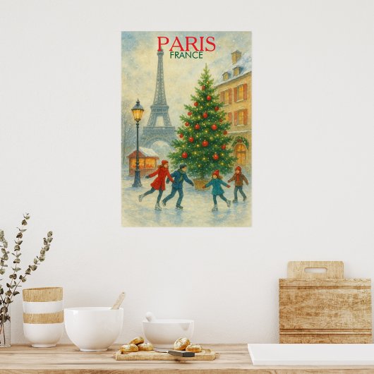 Impression d'art de Noël à Paris – Tour Eiffel Hiv (Cuisine)