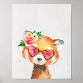 Impression d'art de nurserie Panda Rouge Mignon (Devant)