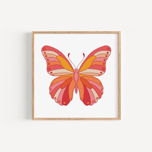 Impression d'art de papillon dessiné à la main en