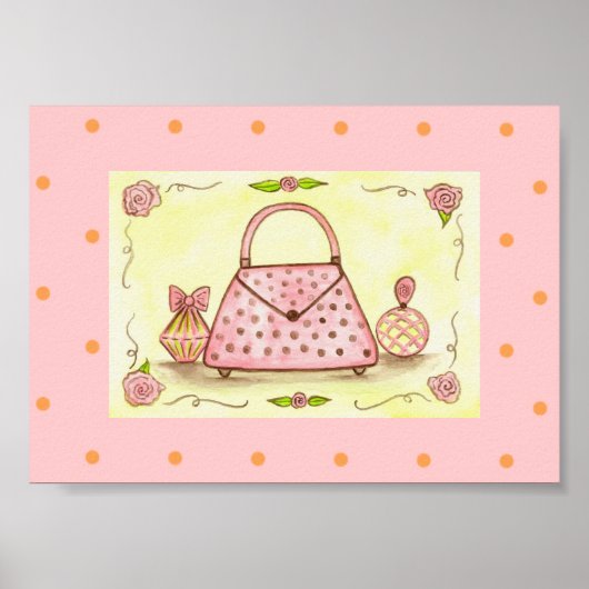 Impression d'art de parfum de sac à main rose rétr (Devant)
