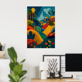 Impression d'art de paysage abstrait floral modern (Bureau à domicile)