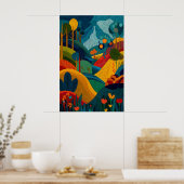 Impression d'art de paysage abstrait floral modern (Cuisine)