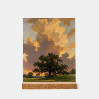 Impression d'art de paysage d'arbre solitaire sous