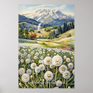 Impression d'art de paysage de montagne de champ d