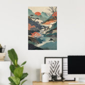 Impression d'art de paysage japonais Cascade, Sole (Bureau à domicile)